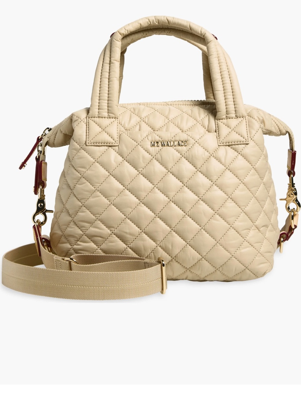 MZ Wallace Quilted Beige Crossbody Bag